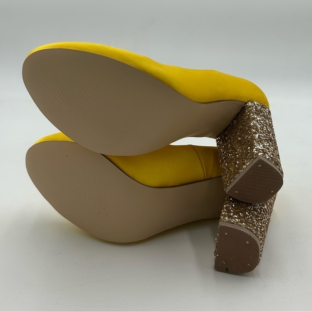 F5J Yellow Glitter Block Heels - Picture 5 of 5